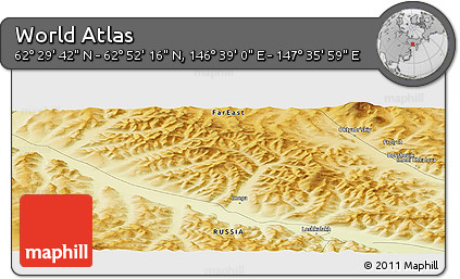Physical Panoramic Map of the Area around 62° 40' 59" N, 147° 7' 30" E