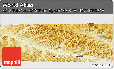 Physical Panoramic Map of the Area around 62° 40' 59" N, 147° 7' 30" E