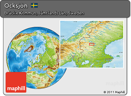 Physical Location Map of Ocksjön