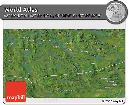 Satellite 3D Map of the Area around 62° 40' 59" N, 15° 22' 30" E