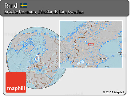 Gray Location Map of Rind, hill shading