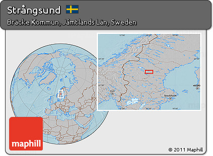 Gray Location Map of Strångsund, hill shading