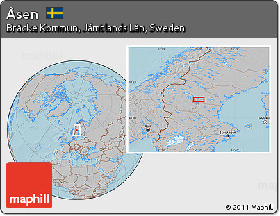 Gray Location Map of Åsen, hill shading
