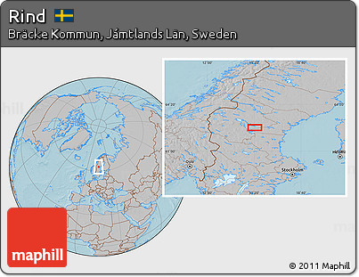 Gray Location Map of Rind, hill shading