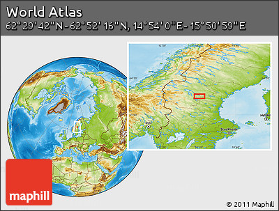 Physical Location Map of the Area around 62° 40' 59" N, 15° 22' 30" E