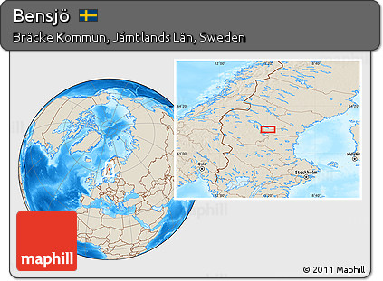 Shaded Relief Location Map of Bensjö