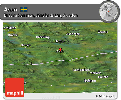 Satellite Panoramic Map of Åsen