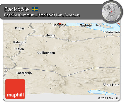 Shaded Relief Panoramic Map of Backböle