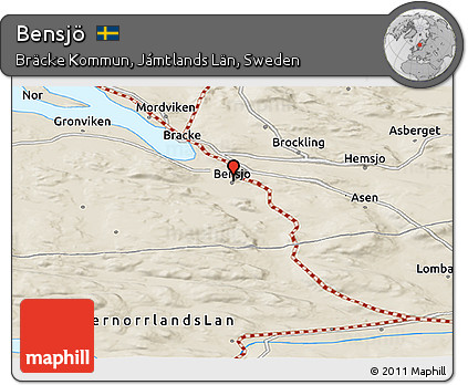 Shaded Relief Panoramic Map of Bensjö