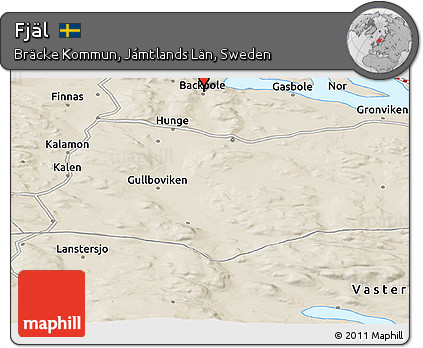 Shaded Relief Panoramic Map of Fjäl