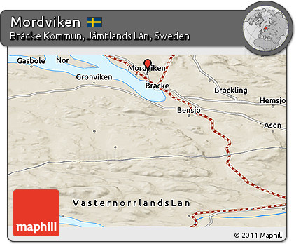 Shaded Relief Panoramic Map of Mordviken