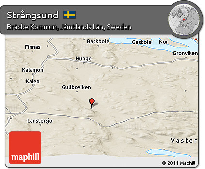 Shaded Relief Panoramic Map of Strångsund