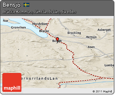 Shaded Relief Panoramic Map of Bensjö