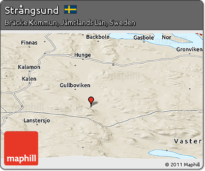 Shaded Relief Panoramic Map of Strångsund