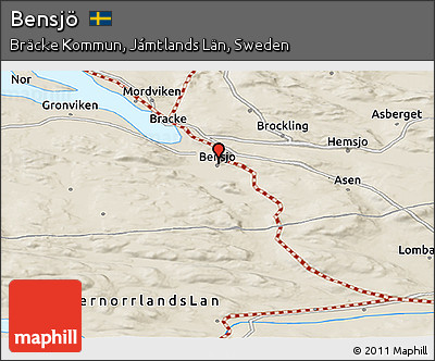 Shaded Relief Panoramic Map of Bensjö