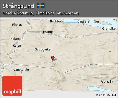 Shaded Relief Panoramic Map of Strångsund