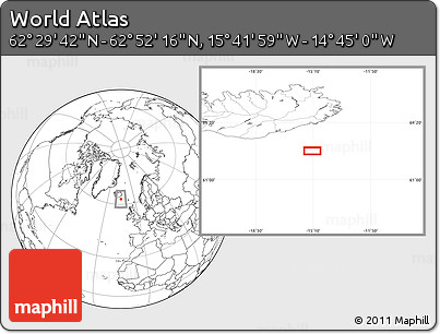 Blank Location Map of the Area around 62° 40' 59" N, 15° 13' 29" W