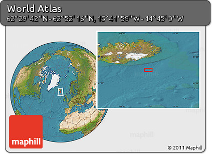 Satellite Location Map of the Area around 62° 40' 59" N, 15° 13' 29" W