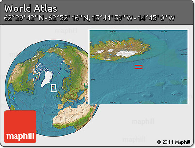 Satellite Location Map of the Area around 62° 40' 59" N, 15° 13' 29" W