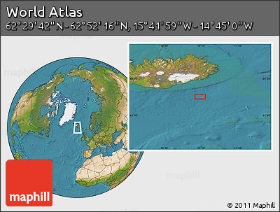 Satellite Location Map of the Area around 62° 40' 59" N, 15° 13' 29" W