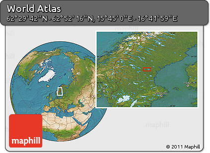 Satellite Location Map of the Area around 62° 40' 59" N, 16° 13' 30" E