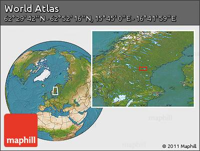 Satellite Location Map of the Area around 62° 40' 59" N, 16° 13' 30" E