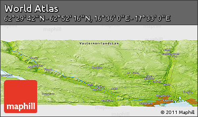 Physical Panoramic Map of the Area around 62° 40' 59" N, 17° 4' 30" E