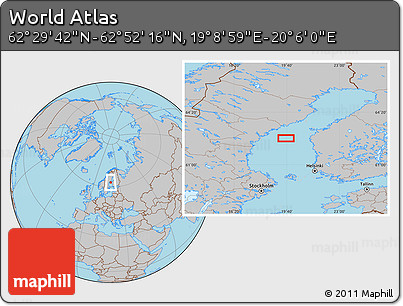 Gray Location Map of the Area around 62° 40' 59" N, 19° 37' 30" E