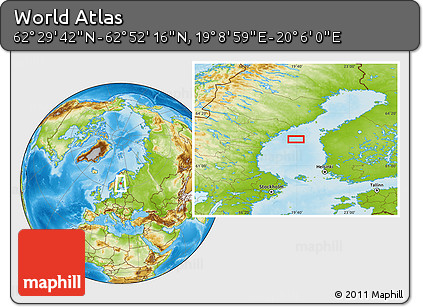 Physical Location Map of the Area around 62° 40' 59" N, 19° 37' 30" E