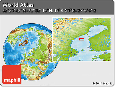 Physical Location Map of the Area around 62° 40' 59" N, 19° 37' 30" E