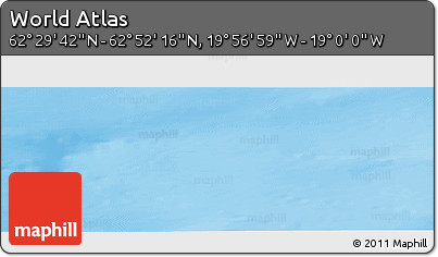 Physical Panoramic Map of the Area around 62° 40' 59" N, 19° 28' 30" W