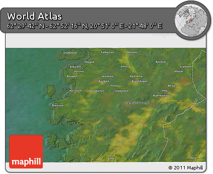 Satellite 3D Map of the Area around 62° 40' 59" N, 21° 19' 30" E