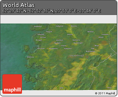 Satellite 3D Map of the Area around 62° 40' 59" N, 21° 19' 30" E