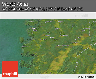 Satellite 3D Map of the Area around 62° 40' 59" N, 21° 19' 30" E