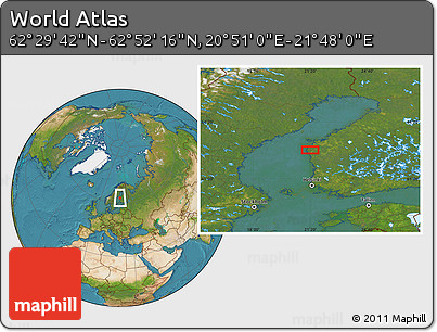 Satellite Location Map of the Area around 62° 40' 59" N, 21° 19' 30" E