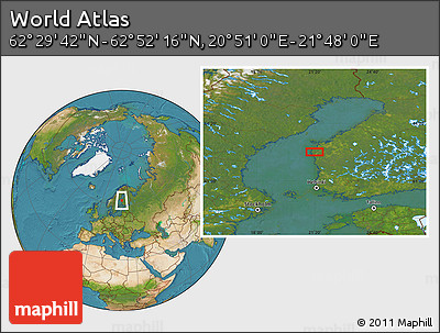 Satellite Location Map of the Area around 62° 40' 59" N, 21° 19' 30" E