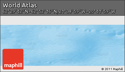 Shaded Relief Panoramic Map of the Area around 62° 40' 59" N, 21° 10' 29" W