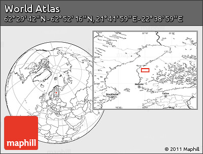 Blank Location Map of the Area around 62° 40' 59" N, 22° 10' 29" E