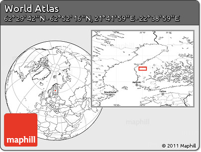 Blank Location Map of the Area around 62° 40' 59" N, 22° 10' 29" E