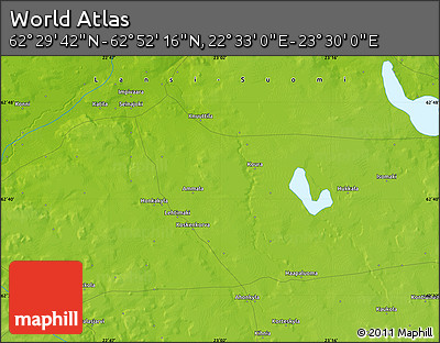 Physical Map of the Area around 62° 40' 59" N, 23° 1' 29" E