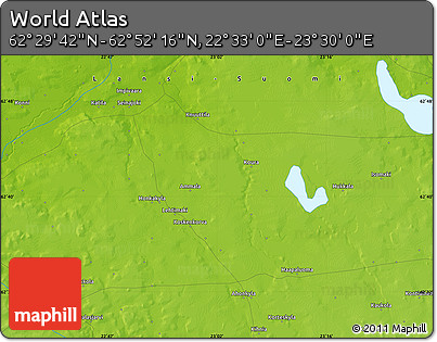 Physical Map of the Area around 62° 40' 59" N, 23° 1' 29" E