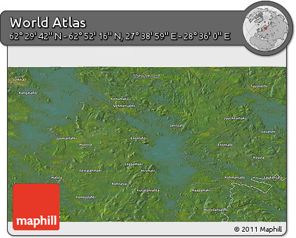 Satellite 3D Map of the Area around 62° 40' 59" N, 28° 7' 30" E