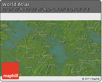 Satellite 3D Map of the Area around 62° 40' 59" N, 28° 7' 30" E