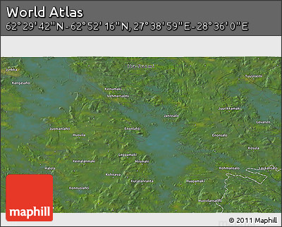Satellite 3D Map of the Area around 62° 40' 59" N, 28° 7' 30" E