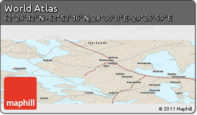 Shaded Relief Panoramic Map of the Area around 62° 40' 59" N, 28° 58' 30" E