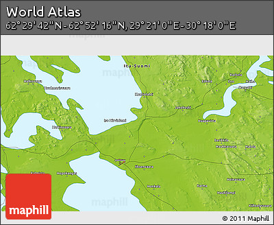 Physical 3D Map of the Area around 62° 40' 59" N, 29° 49' 30" E