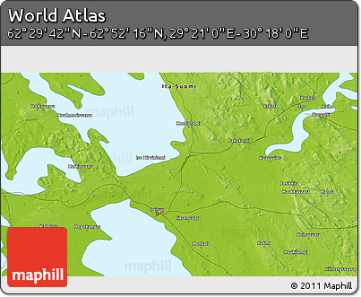 Physical 3D Map of the Area around 62° 40' 59" N, 29° 49' 30" E