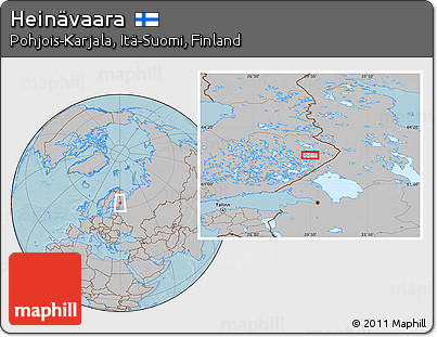 Gray Location Map of Heinävaara, hill shading