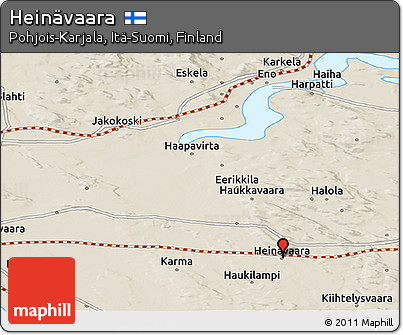 Shaded Relief Panoramic Map of Heinävaara