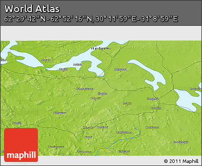 Physical 3D Map of the Area around 62° 40' 59" N, 30° 40' 29" E